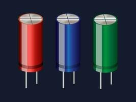 Abstract of the capacitor. Icon of the capacitor. The electronic component. Vector illustration. 3D icon of the capacitor.