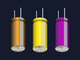 Abstract of the capacitor. Icon of the capacitor. The electronic component. Vector illustration. 3D icon of the capacitor.