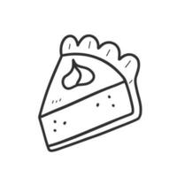 A piece of doodle cake. Pumpkin pie in a linear style. Vector isolated illustration on a white background