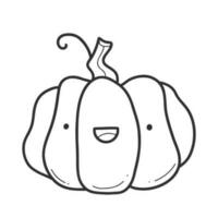 Halloween pumpkin doodle. Cute pumpkin character in a linear style. Vector isolated illustration on a white background