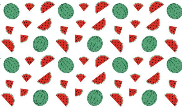 Vector seamless background in scandinavian style geometric patterns red watermelons on a white background Vector EPS10