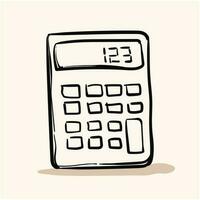 calculator doodle with background cream vector