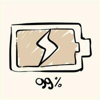 hand drawn of battery charging vector