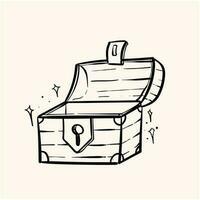 empty treasure chest hand drawn with background cream vector