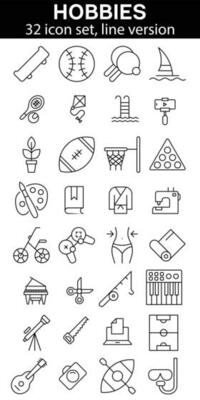 Set of hobbies icons vector illustration. Isolated on white background