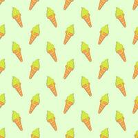 Pattern green ice cream on a stick on a green. vector