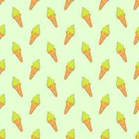 Pattern green ice cream on a stick on a green. vector