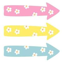 three colorful arrows with flowers on them vector