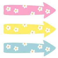 three colorful arrows with flowers on them vector