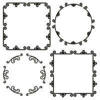 Set of botanical vector round and square borders. Floral frames