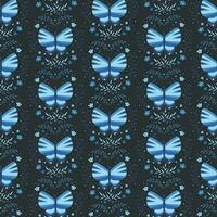 Seamless pattern with butterflies and leaves vector