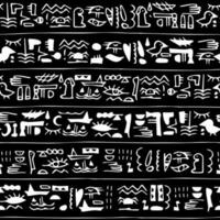 Egyptian hieroglyphs seamless pattern border. Vector illustration can be used for fabric, notebook cover, wallpaper