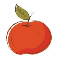 vector aislado garabatear ilustración de un rojo manzana con un rama y un hoja.