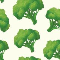 Seamless pattern with a bunch of broccoli cabbage. Fresh green healthy vegetable. vector