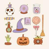 Groovy Halloween Elements Clipart - Fun and Spooky Graphics for Your Creative Projects vector