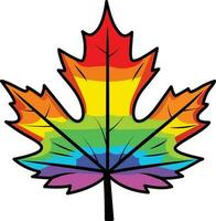 Maple leaf in rainbow colors LGBT representation vector illustration, Canadian Maple leaf in LGBT colors vector image