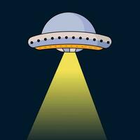 UFO cartoon vector illustration , flying saucer in the sky vector image, Unidentified flying object stock vector image