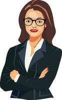 Boss woman, bossy lady flat style vector illustration, business lady with crossed arms vector image