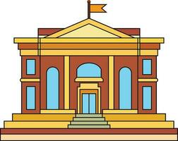 Museum Building Flat style vector illustration , Old building with a flag on top of it vector image