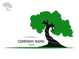 Trees with green leaves look beautiful and refreshing. Tree and roots LOGO style. vector