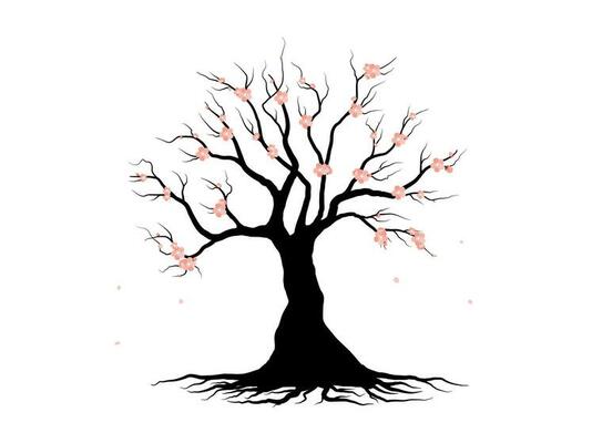 Black tree Symbol style and white background. Can be used for your work.