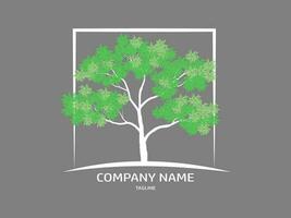 Trees with green leaves look beautiful and refreshing. Tree and roots LOGO style. vector