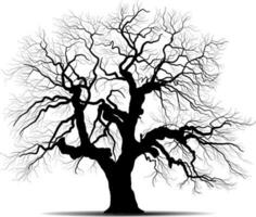 Black Branch Tree or Naked trees silhouettes. Hand drawn isolated illustrations. vector