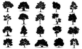 collection isolated tree Symbol silhouette style on white background. Can be used for your work. vector
