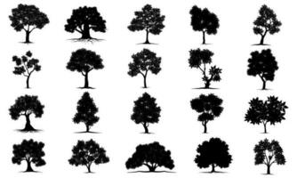 collection isolated tree Symbol silhouette style on white background. Can be used for your work. vector