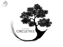 Black Trees and root with leaves look beautiful and refreshing. Tree and roots LOGO style. vector