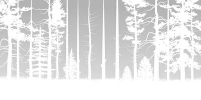 White tree forest background and snowing for winter season concept. Hand drawn isolated illustrations. vector