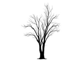 Black Branch Tree or Naked trees silhouettes. Hand drawn isolated illustrations. vector