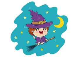 witch in kawaii style vector