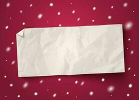 banner de papel vectorial con nieve. vector