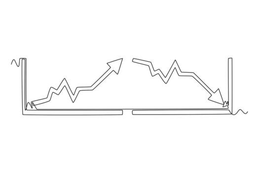 Continuous one line drawing investment and stock concept. Single line draw design vector graphic illustration.