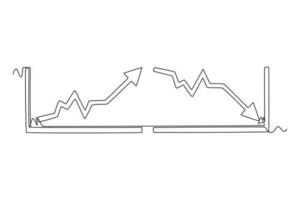 Continuous one line drawing investment and stock concept. Single line draw design vector graphic illustration.