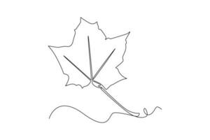 Continuous one line drawing of autumn concept. Doodle vector illustration in simple linear style.