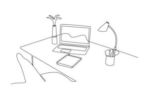 One continuous line drawing of effective and productive concept. Doodle vector illustration in simple linear style.
