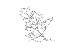 Continuous one line drawing of autumn concept. Doodle vector illustration in simple linear style.