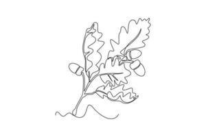 Continuous one line drawing of autumn concept. Doodle vector illustration in simple linear style.