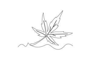 Continuous one line drawing of autumn concept. Doodle vector illustration in simple linear style.