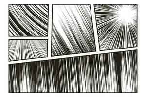 Manga speed line set with stripe and radial effect vector