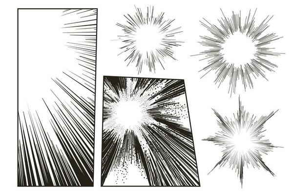 Manga speed line set with stripe and radial effect