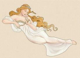 Beautiful nouveau style goddess in draping dress vector