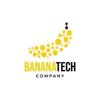 Digital fruit logo. Banana fruit with data circuit connection icon logo vector illustration