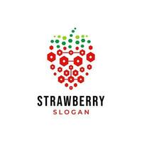 Digital fruit logo. Concept of logo in the form of a strawberry with circuit board design template vector