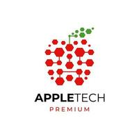 Digital fruit logo. Concept of logo in the form of a apple with circuit board design template vector