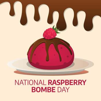 national raspberry bombe day. flat raspberry vector design. flat raspberry cake design. cake illustration.