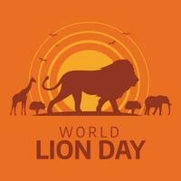 world lion day vector design. lion vector design. lion silhouette. flat design. banner template.