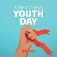 International youth day design template for celebration. hand fist vector illustration. flat hand design. greeting template.